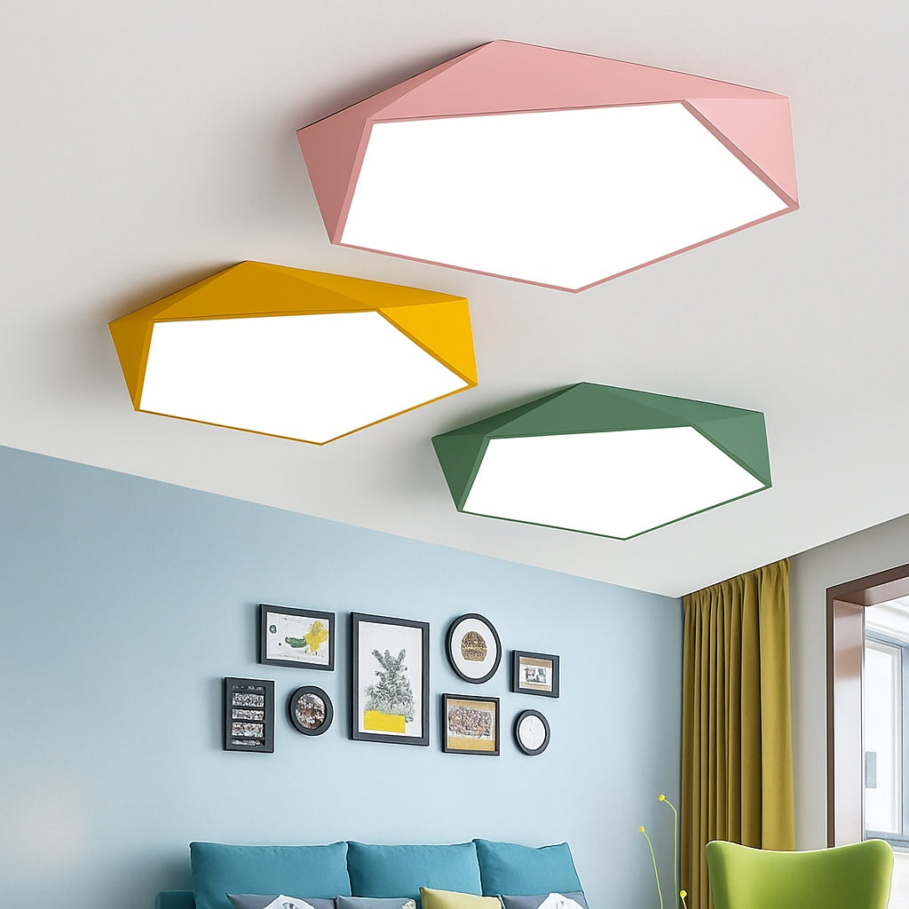 Plafonnier design led géométrique de couleur - vue de face