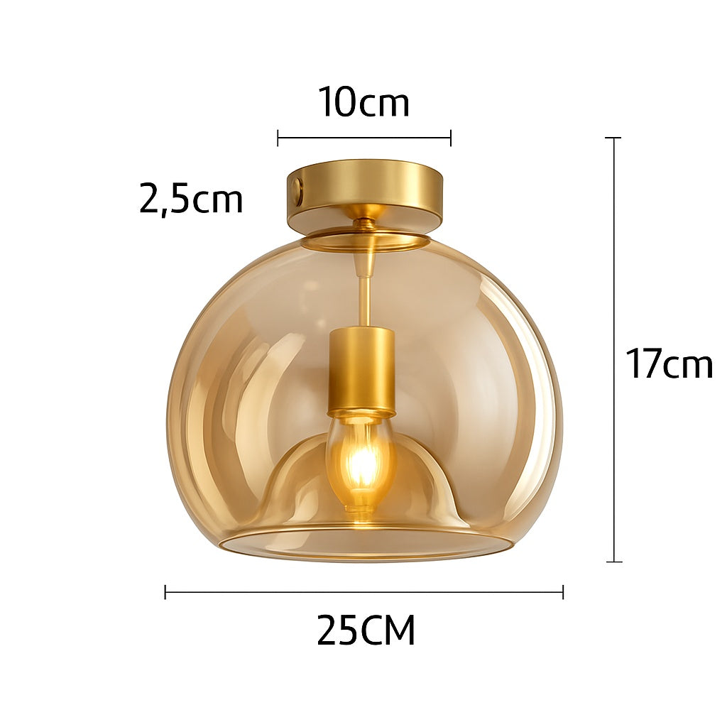Plafonnier led en verre au design moderne - éclairage allumé