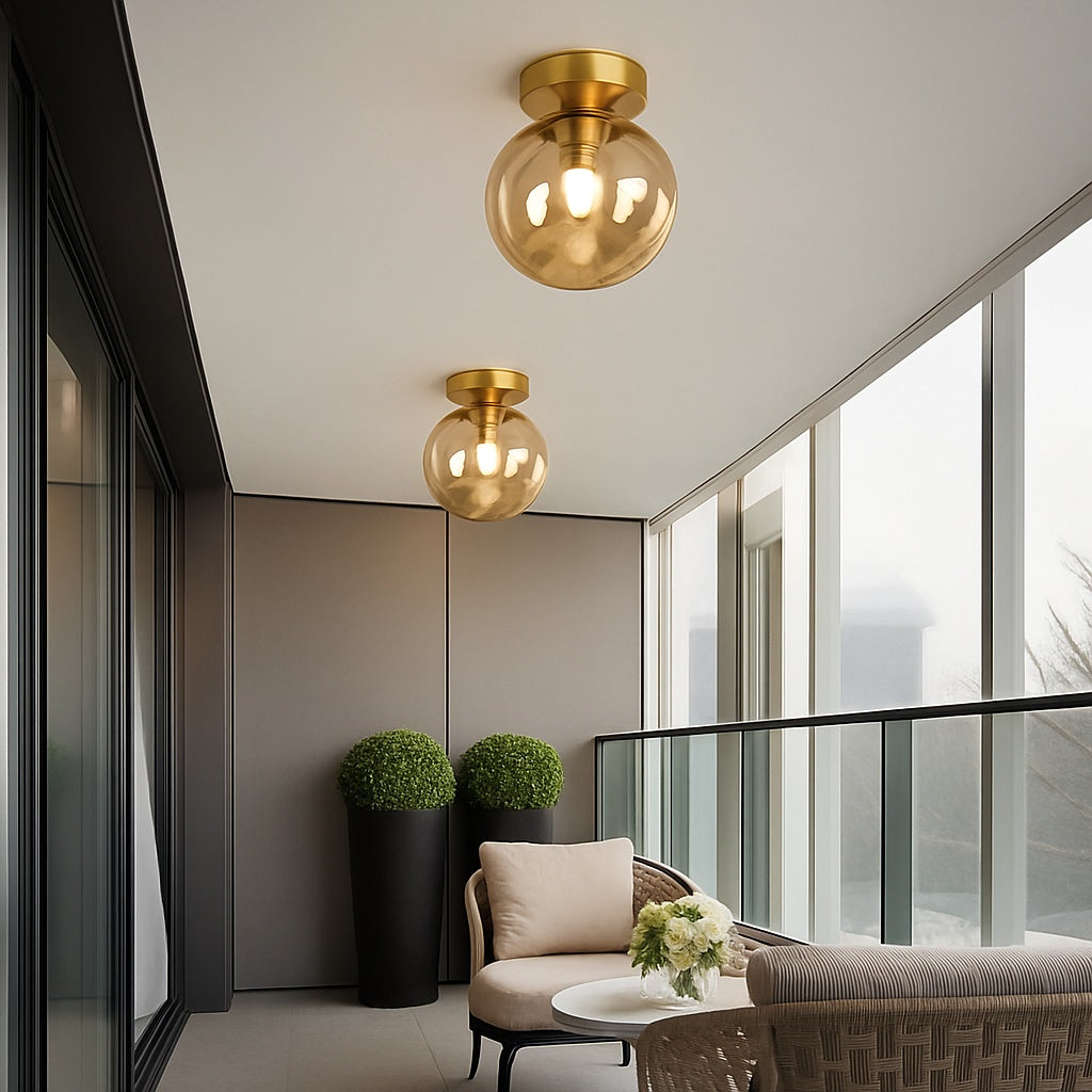 Plafonnier led en verre au design moderne - détail du design