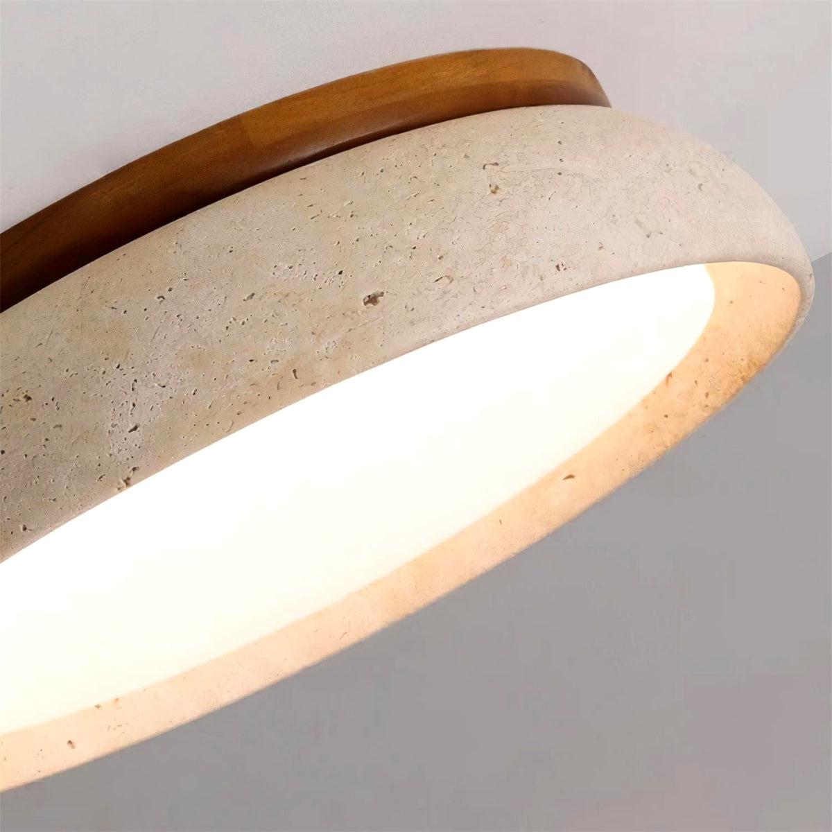 Plafonnier en Pierre Travertin Moderne Beige Métal Chambre - installation au plafond