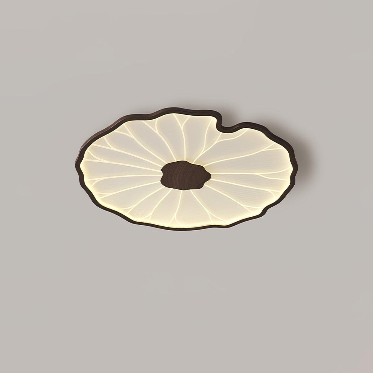 Plafonnier en forme de feuille de lotus, finition bois naturel, pour salon - ambiance intérieure