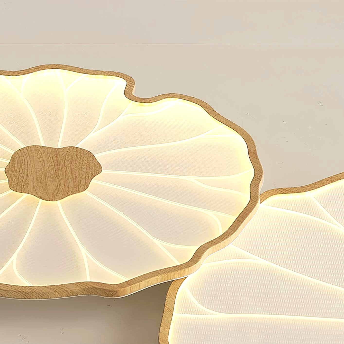 Plafonnier en forme de feuille de lotus, finition bois naturel, pour salon - rendu dans une cuisine Image