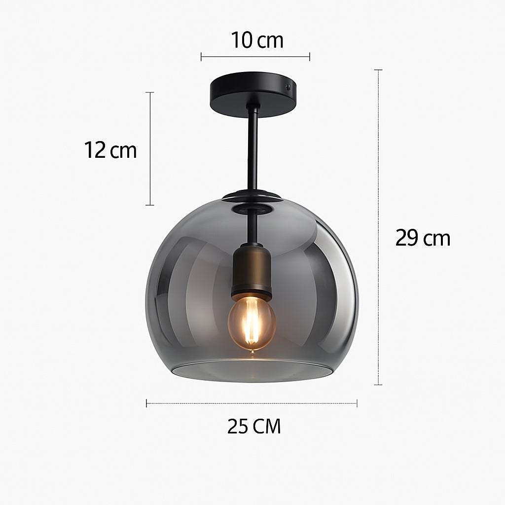 Plafonnier led en verre au design moderne - vue en angle