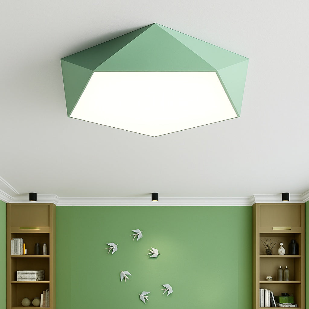 Plafonnier design led géométrique de couleur - vue rapprochée