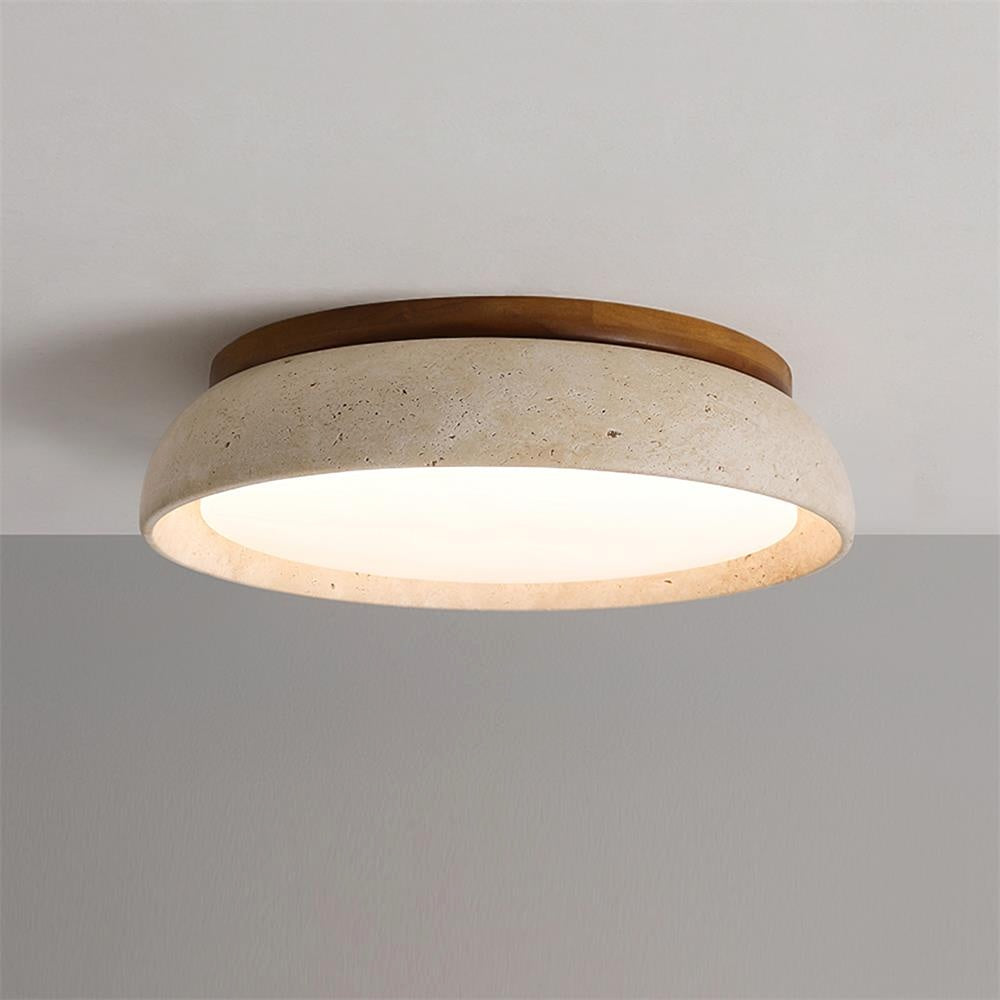Plafonnier en Pierre Travertin Moderne Beige Métal Chambre