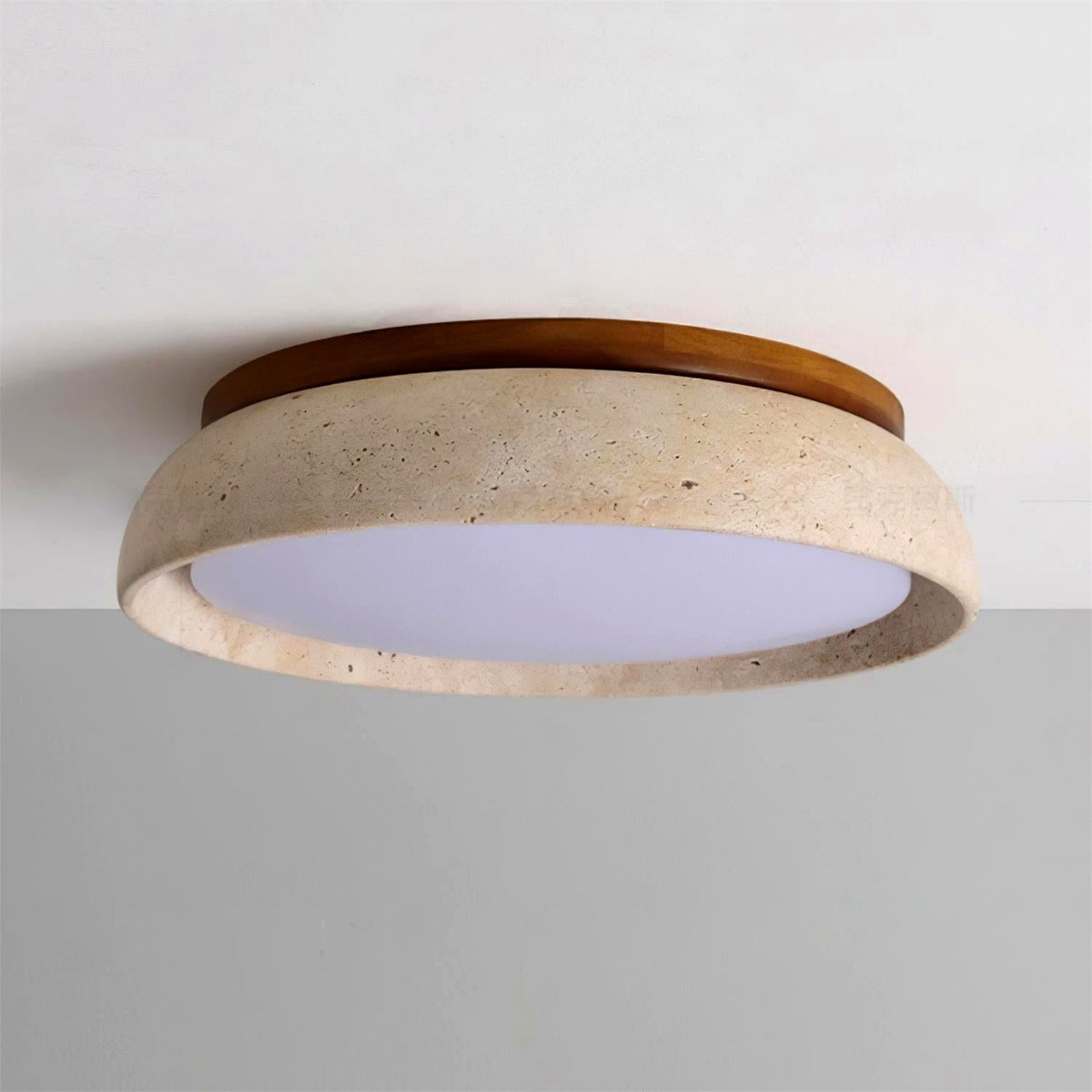 Plafonnier en Pierre Travertin Moderne Beige Métal Chambre - rendu dans un salon