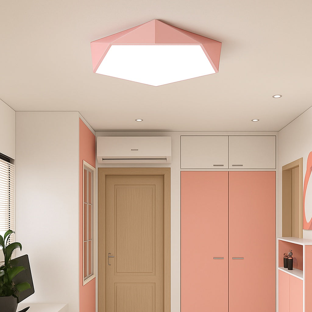 Plafonnier design led géométrique de couleur - ambiance intérieure