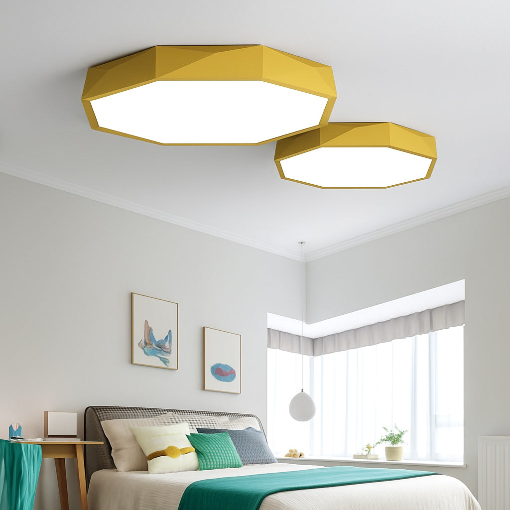 Plafonnier led octogone coloré très fin balcony - détail du design