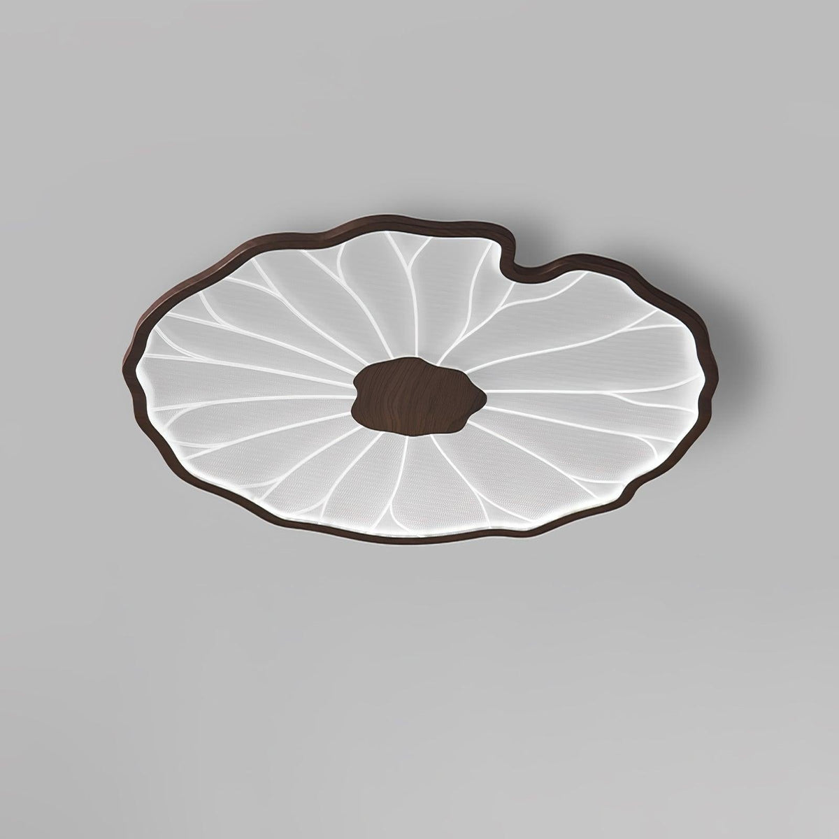 Plafonnier en Forme de Feuille de Lotus, Finition Bois Naturel