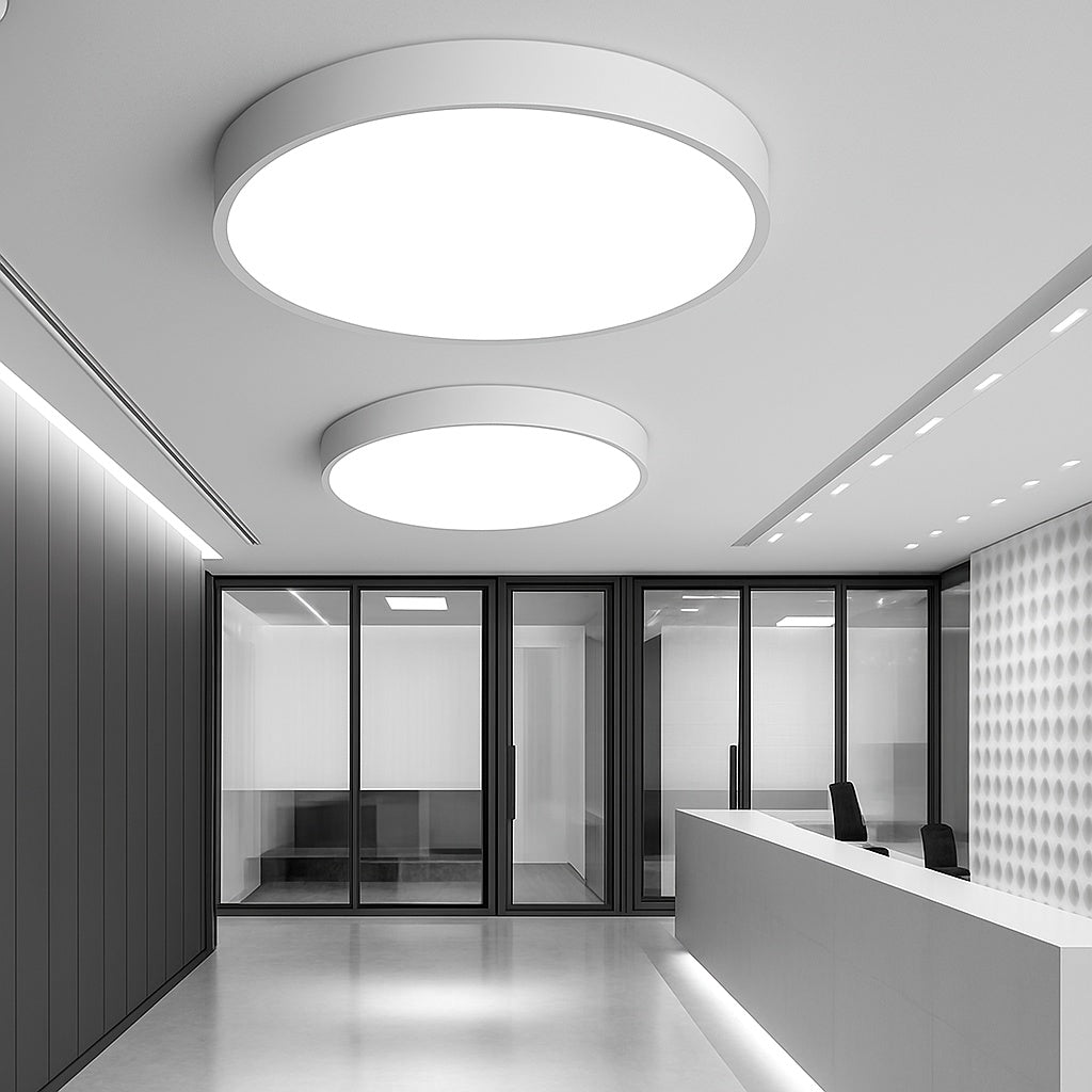 Plafonnier led design arrondi et plat (plusieurs tailles) - vue de face