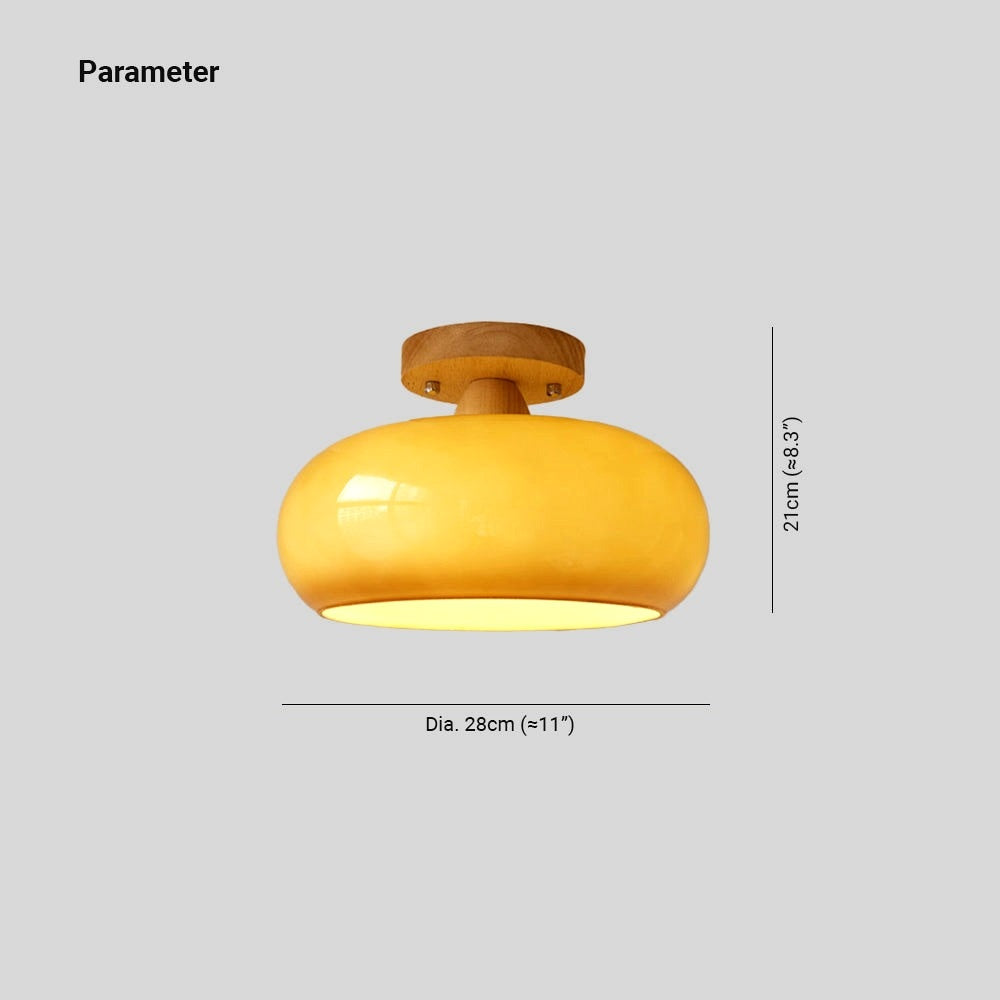 Plafonnier Encastré Minimaliste en Bois et Verre Jaune pour Salon - vue en situation