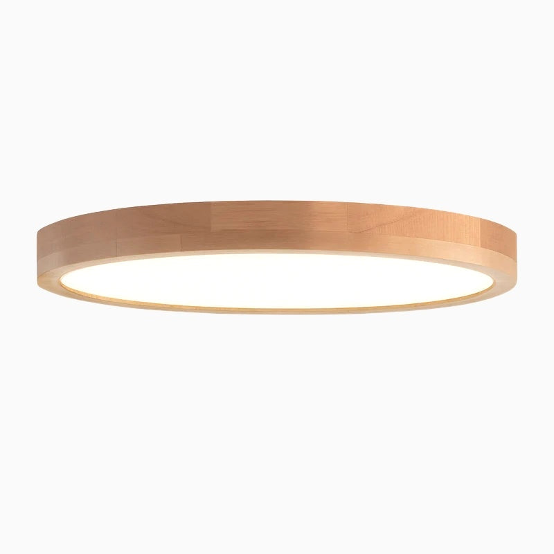 Plafonnier en bois à led très fin en forme de rond - vue principale