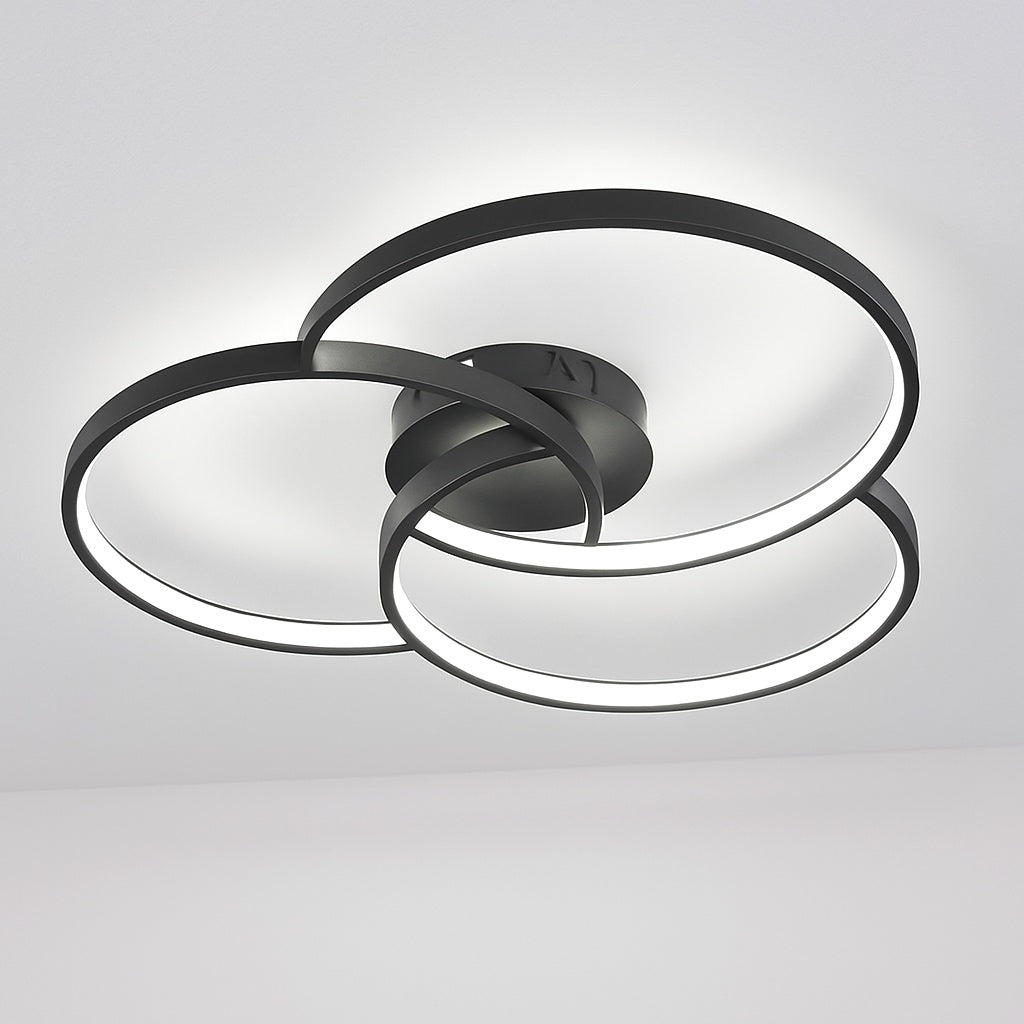 Plafonnier design led rosace trois cercles bwart - ambiance intérieure