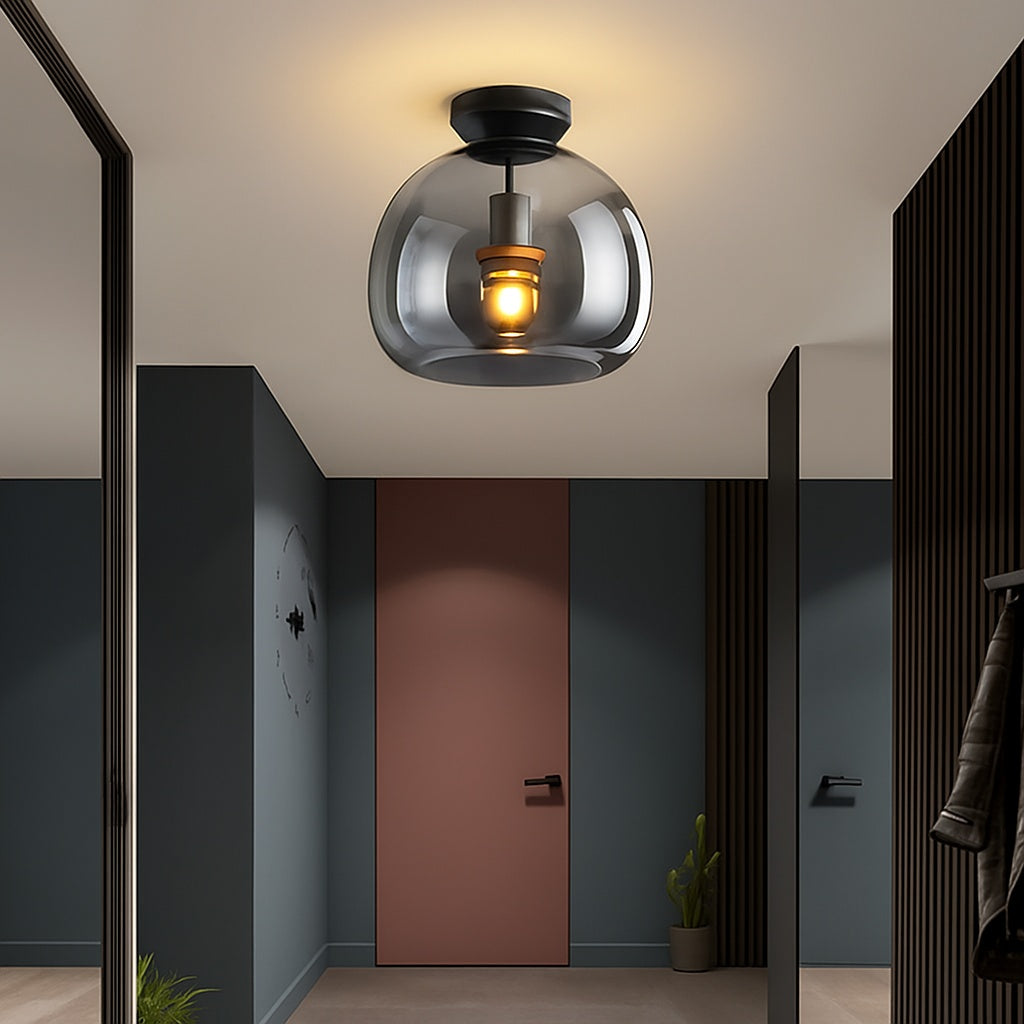 Plafonnier led en verre au design moderne - vue en situation
