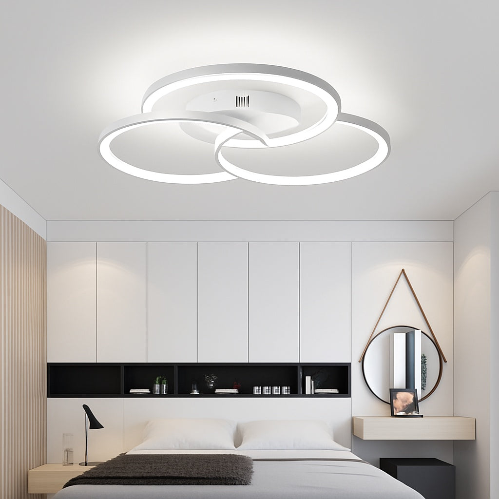 Plafonnier design led rosace trois cercles bwart - vue en situation