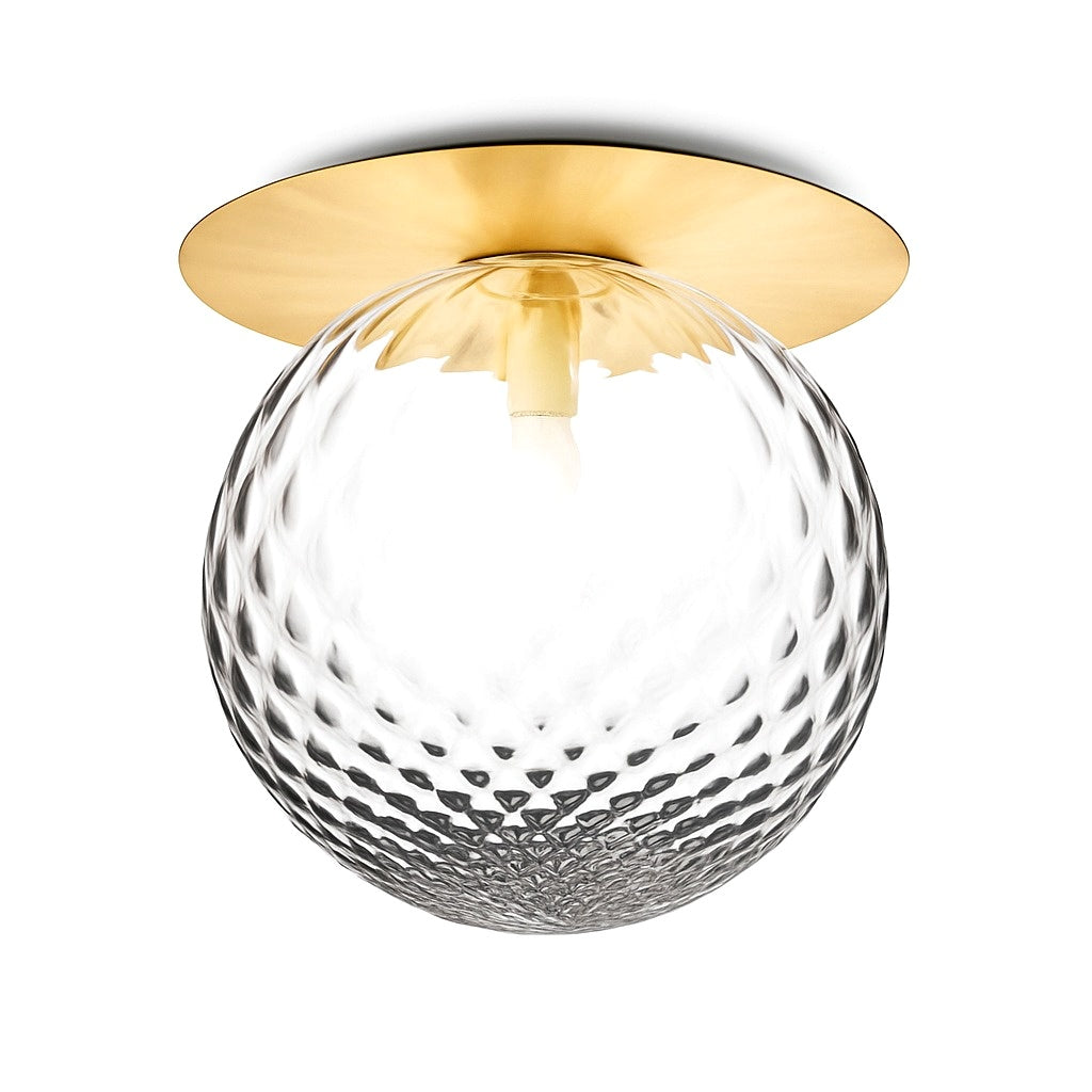 Plafonnier led design rond doré avec boule en verre porch - détail du design
