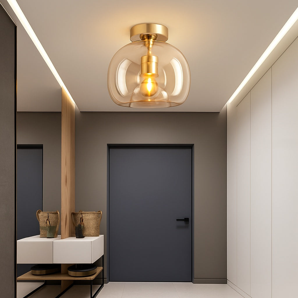 Plafonnier led en verre au design moderne - vue principale