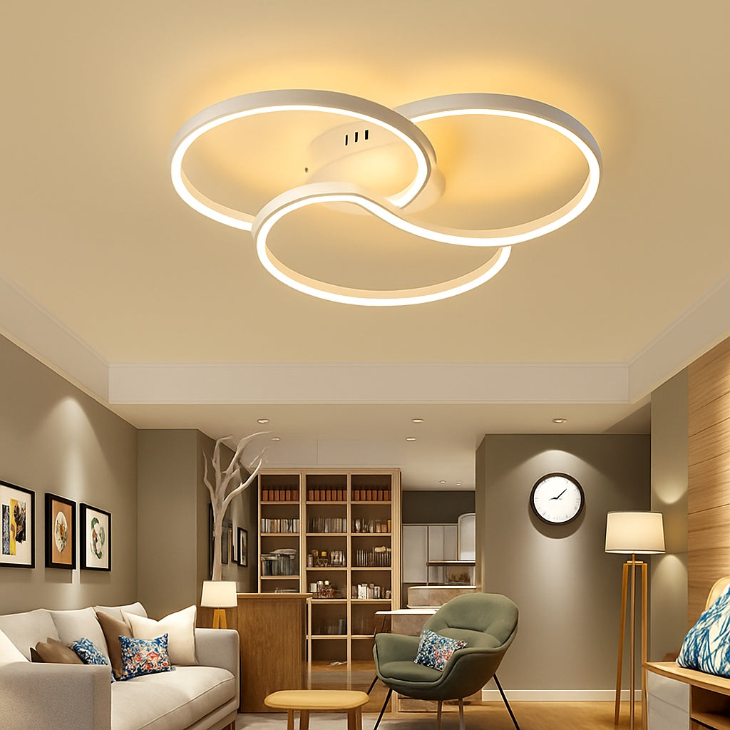 Plafonnier design led rosace trois cercles bwart - vue rapprochée