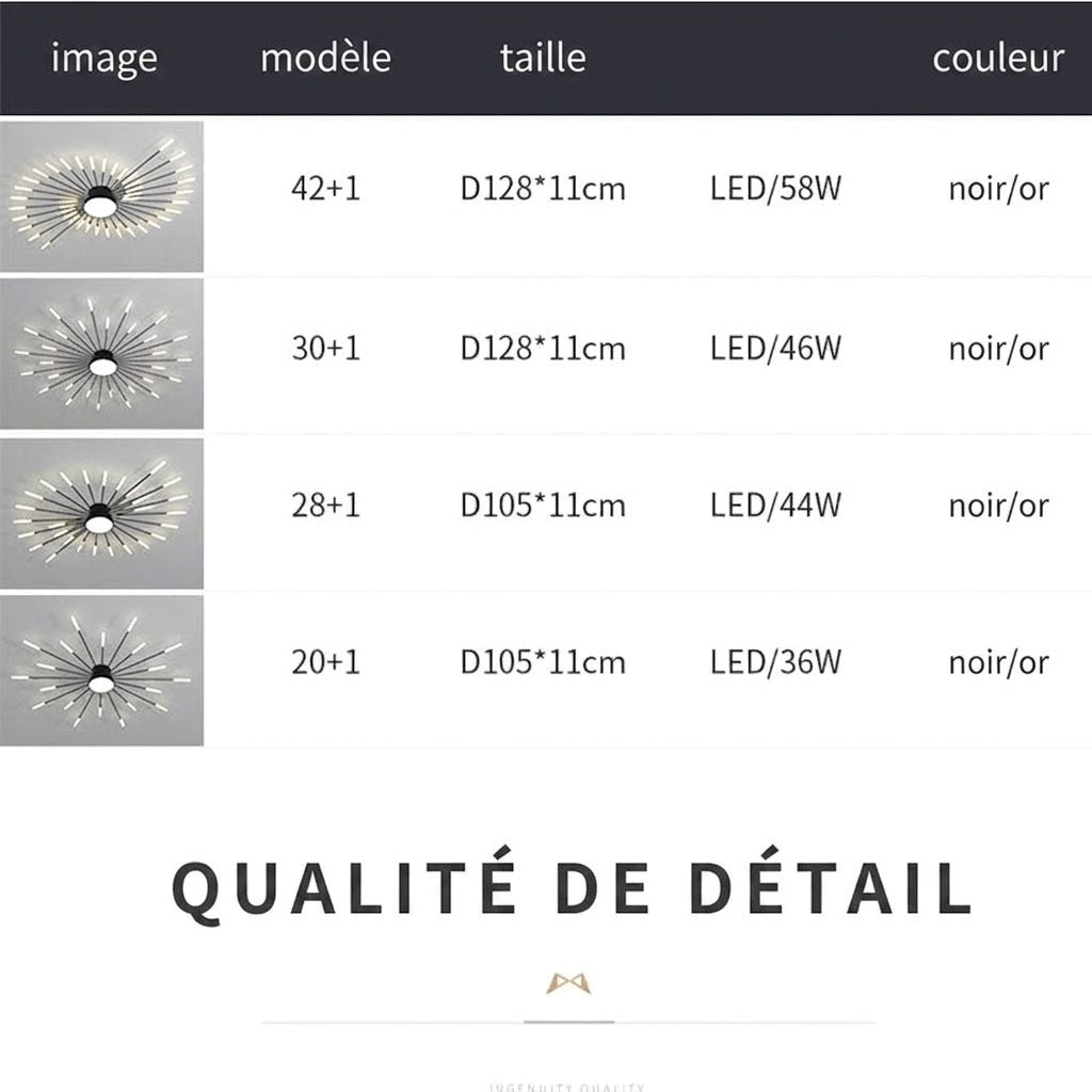 Plafonnier Moderne Style Étoile avec Ampoules LED - vue en angle