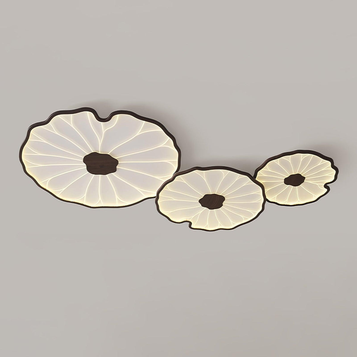 Plafonnier en forme de feuille de lotus, finition bois naturel, pour salon - finition et matériaux