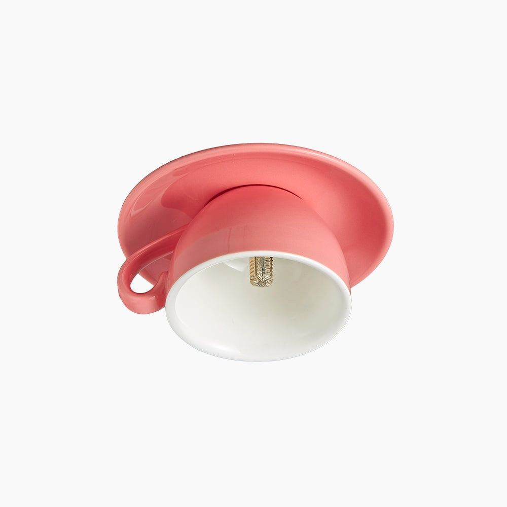 Plafonnier Tasse de Thé Céramique Rose Original - vue principale