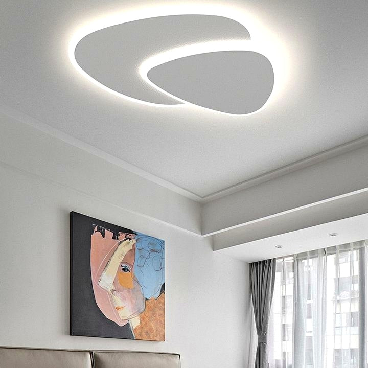 Plafonnier LED Moderne Formes Abstraites Blanc - éclairage allumé