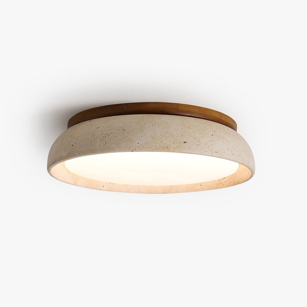 Plafonnier en Pierre Travertin Moderne Beige Métal Chambre - vue principale