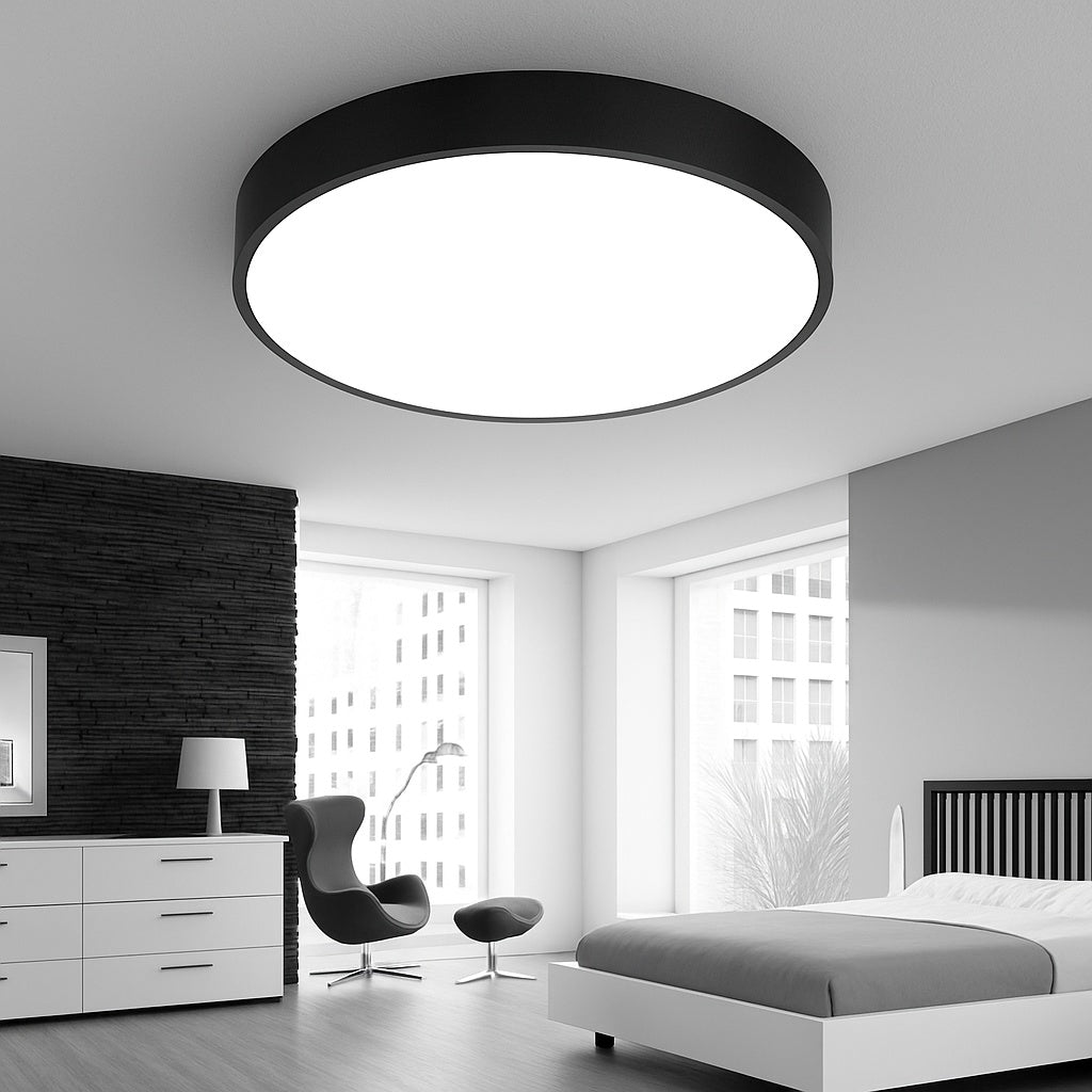 Plafonnier led design arrondi et plat (plusieurs tailles) - vue en situation