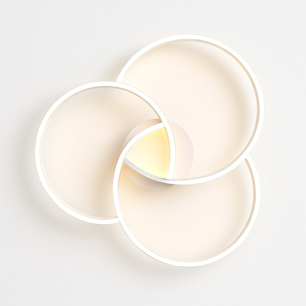 Plafonnier design led rosace trois cercles bwart - éclairage allumé