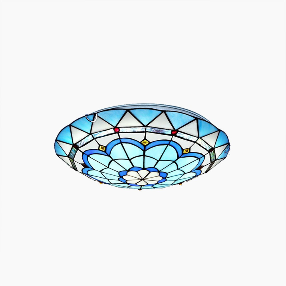 Plafonnier Tiffany en Verre Bleu Salon - vue principale