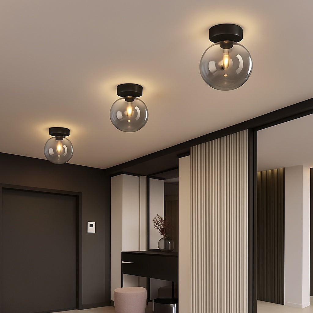 Plafonnier led en verre au design moderne - vue rapprochée