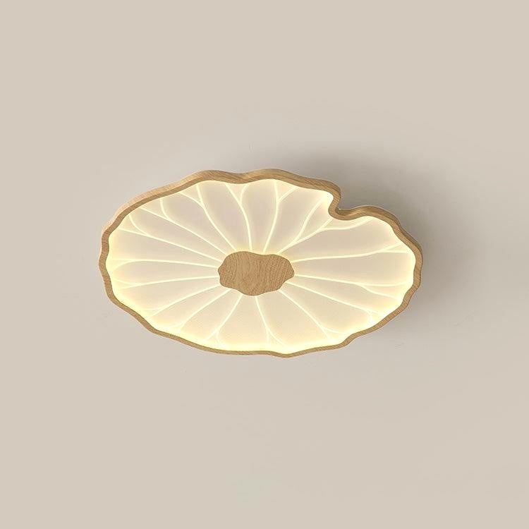 Plafonnier en Forme de Feuille de Lotus, Finition Bois Naturel - Photo 10
