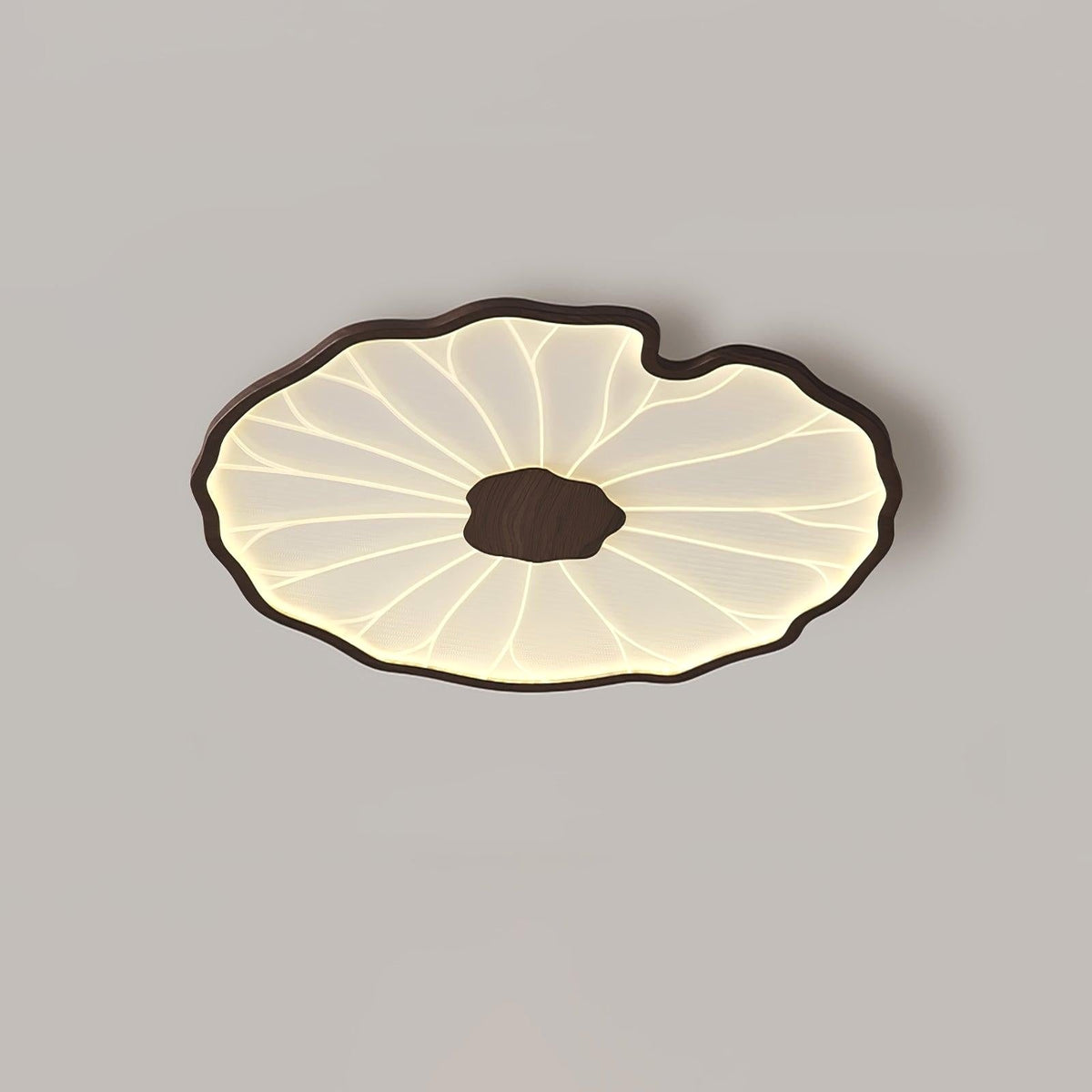 Plafonnier en Forme de Feuille de Lotus, Finition Bois Naturel - Photo 13