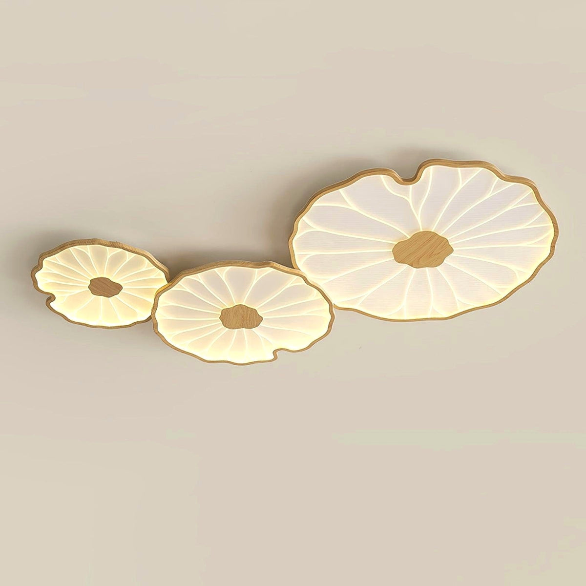 Plafonnier en Forme de Feuille de Lotus, Finition Bois Naturel - Photo 26