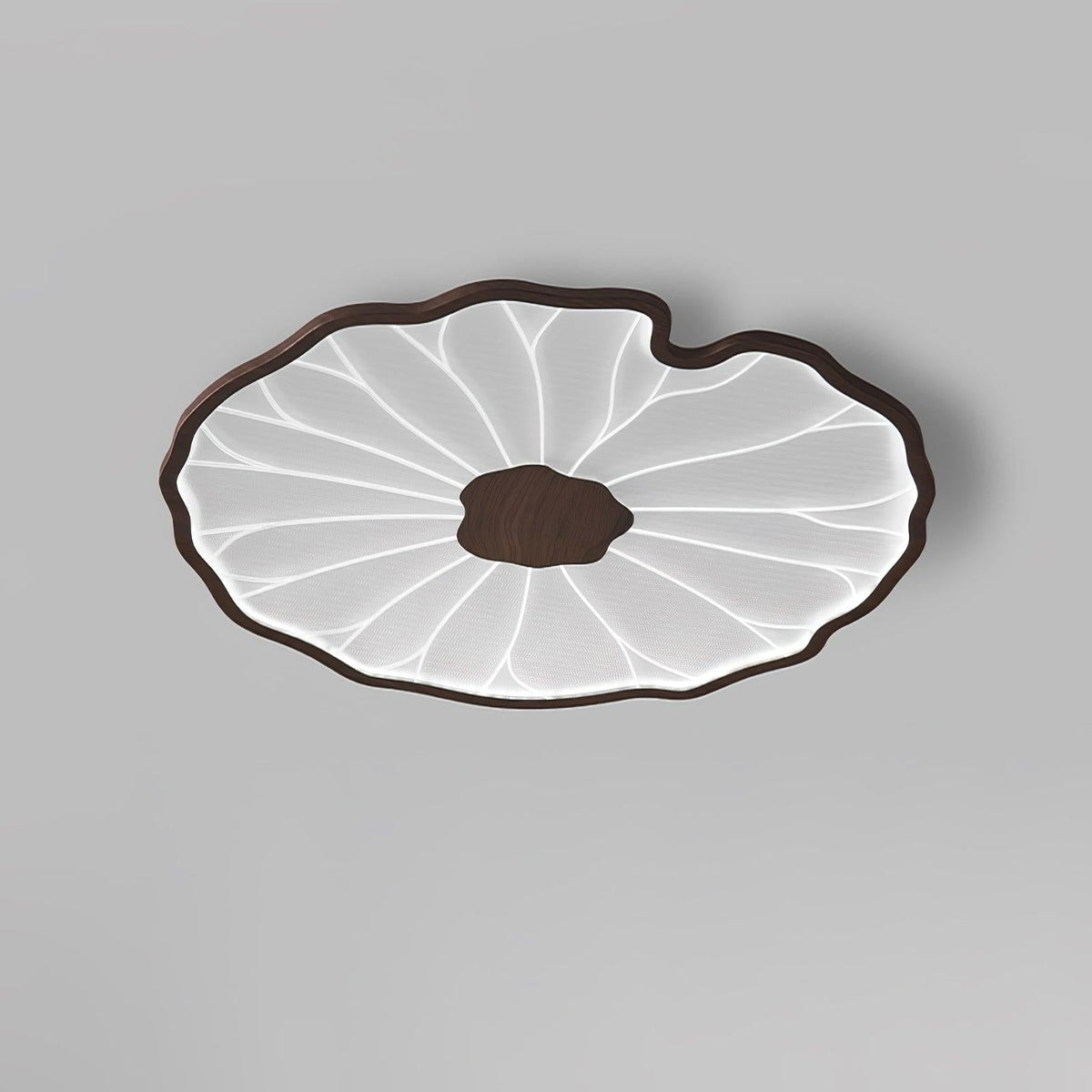 Plafonnier en Forme de Feuille de Lotus, Finition Bois Naturel