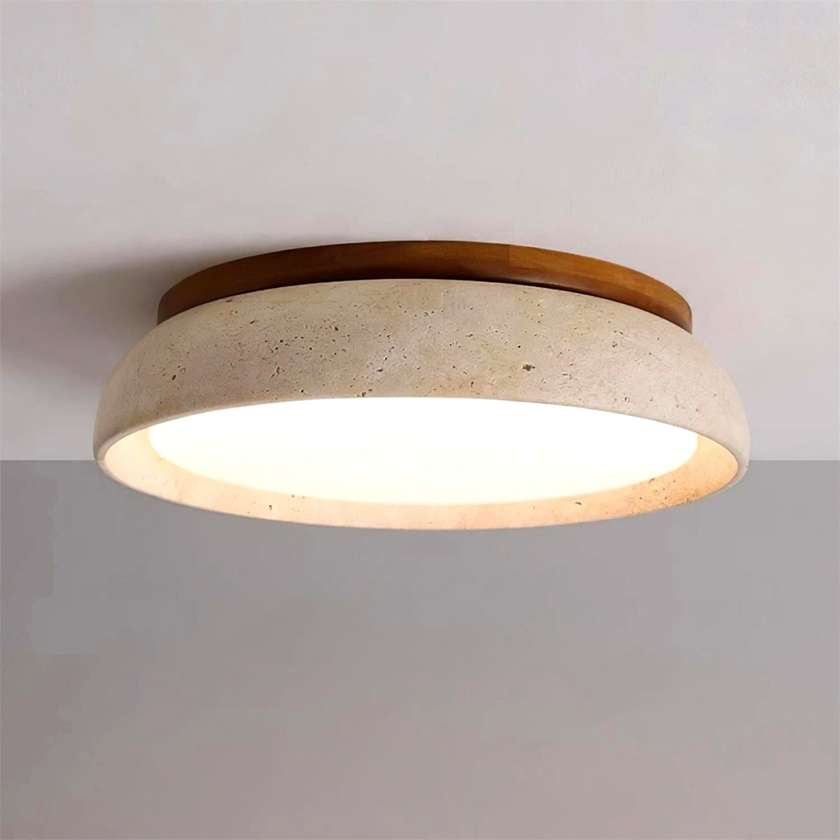 Plafonnier en Pierre Travertin Moderne Beige Métal Chambre - Photo 11