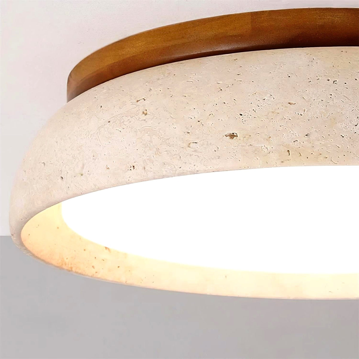 Plafonnier en Pierre Travertin Moderne Beige Métal Chambre - Photo 12
