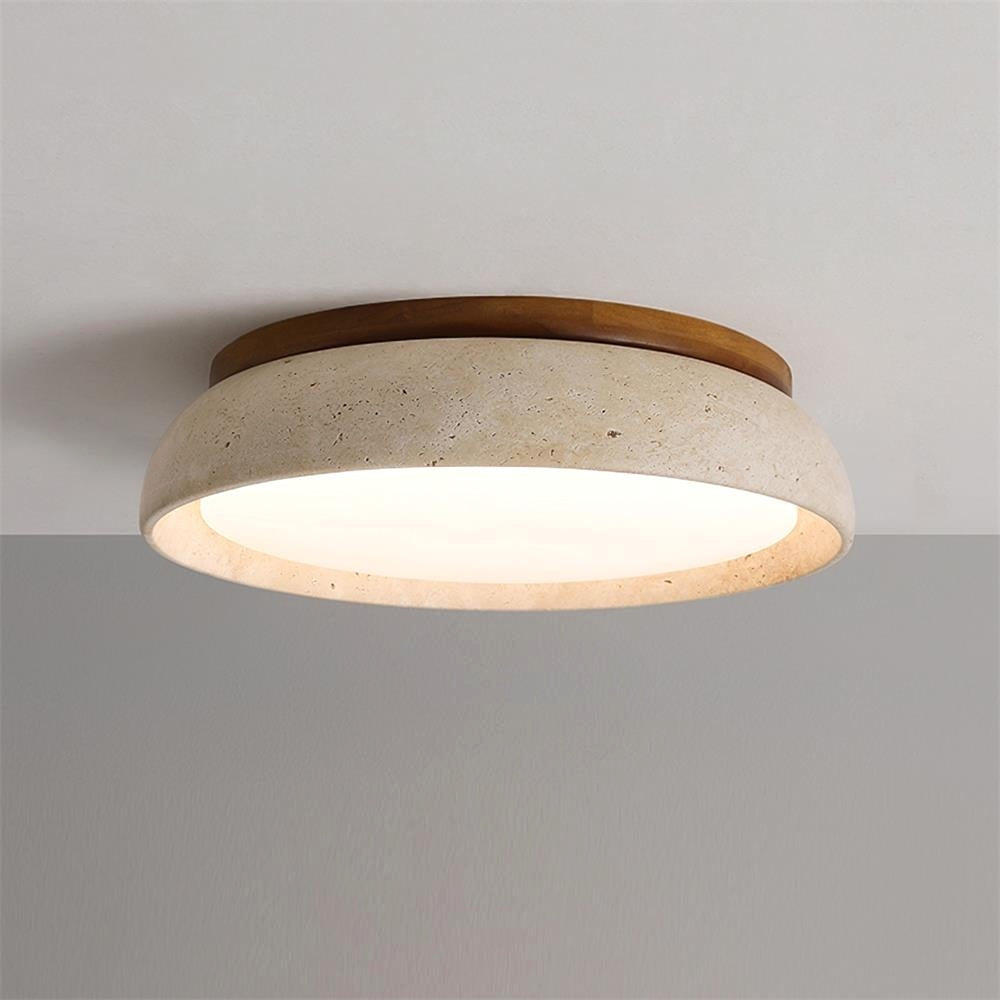 Plafonnier en Pierre Travertin Moderne Beige Métal Chambre