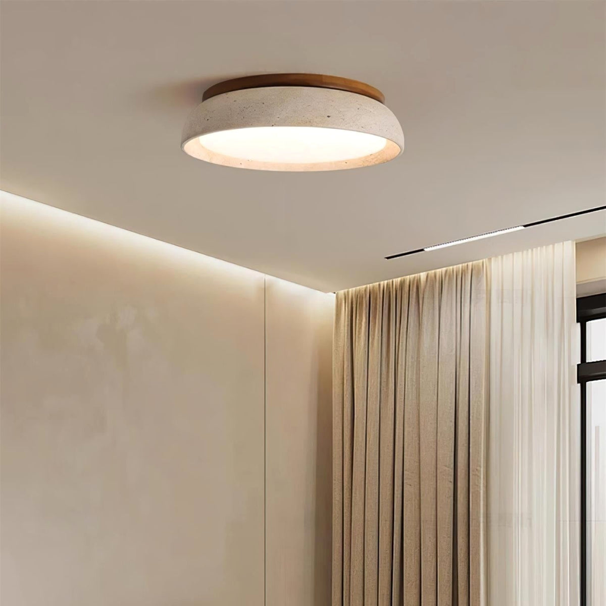 Plafonnier en Pierre Travertin Moderne Beige Métal Chambre