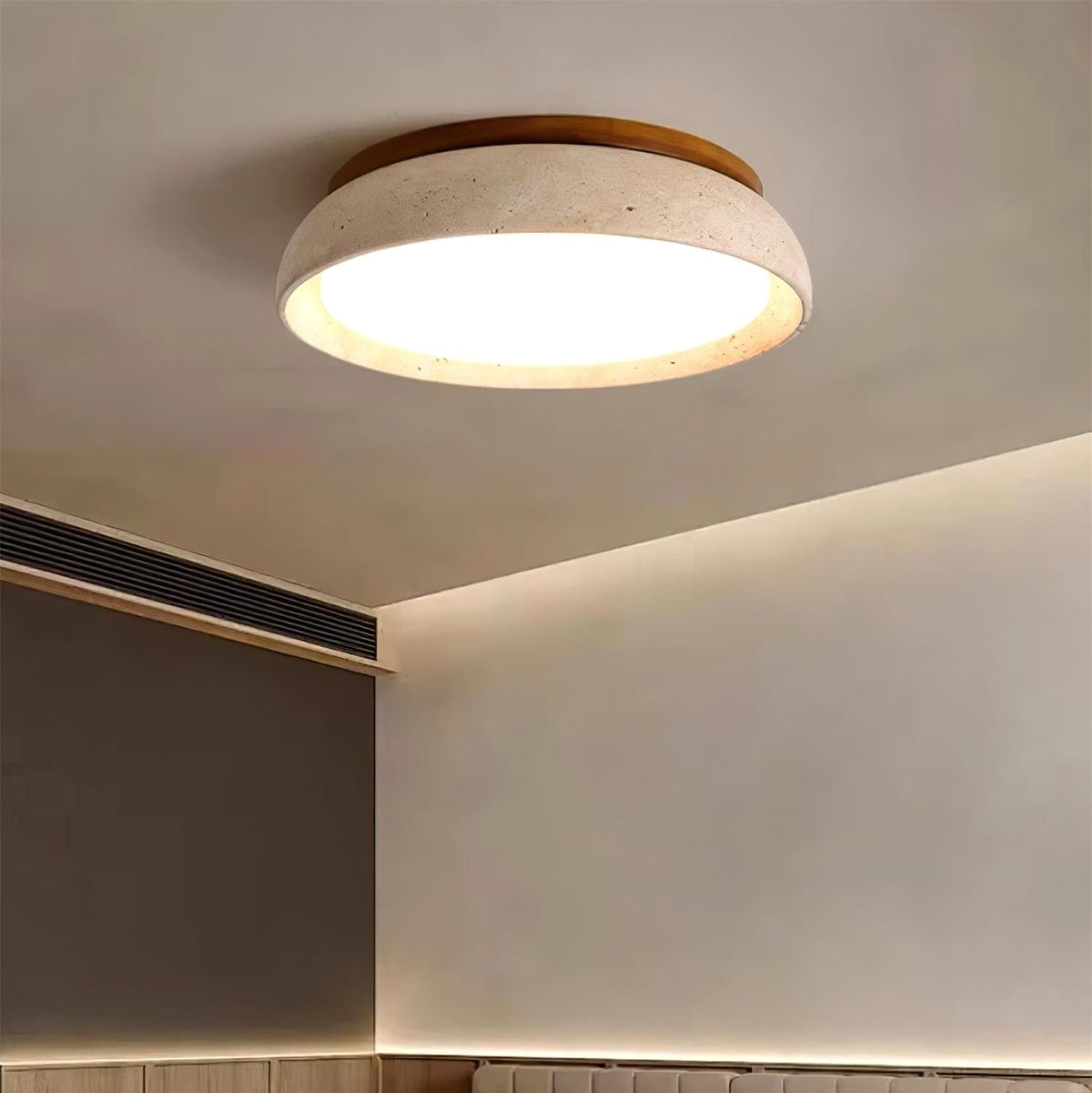 Plafonnier en Pierre Travertin Moderne Beige Métal Chambre