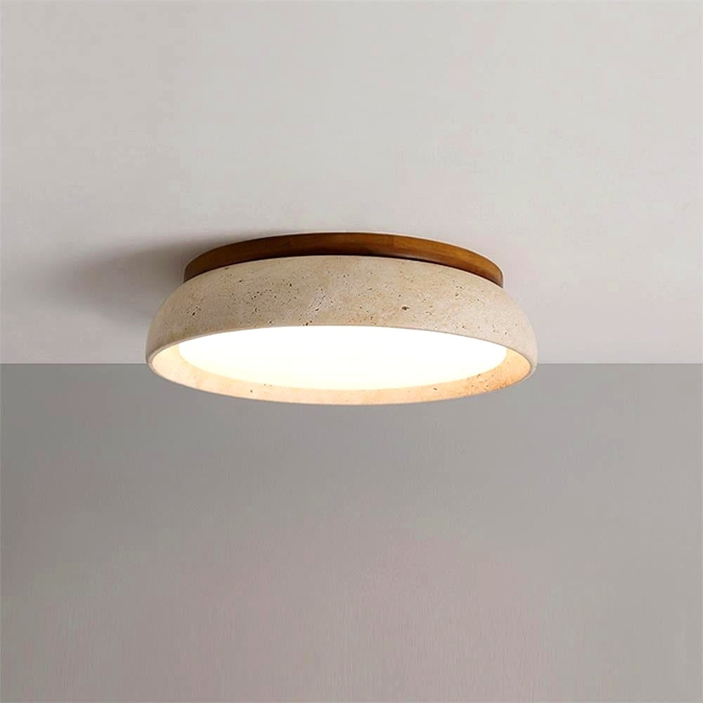 Plafonnier en Pierre Travertin Moderne Beige Métal Chambre - Photo 8